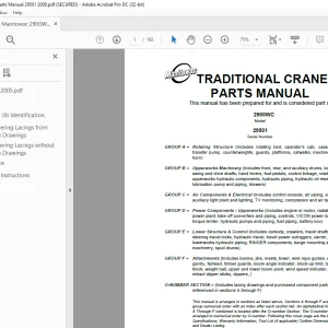 Manitowoc Crane 2900WC Parts Manual SN 29501 PDF