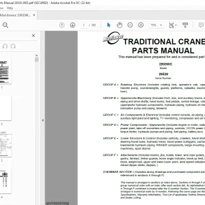 Manitowoc Crane 2900WC Parts Manual SN 29539 PDF