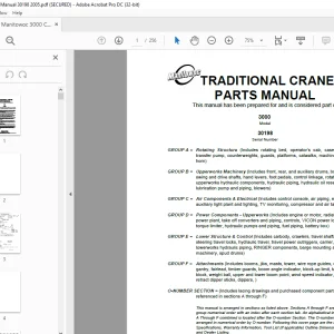 Manitowoc Crane 3000 Parts Manual SN 30198 PDF