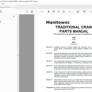 Manitowoc Crane 3000 Parts Manual SN 3232 PDF