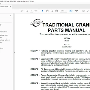 Manitowoc Crane 3000W Parts Manual SN 30218 - PDF DOWNLOAD
