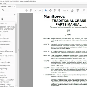 Manitowoc Crane 3500 Parts Manual SN 35045 PDF