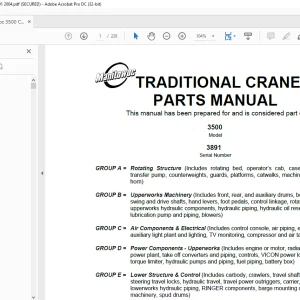 Manitowoc Crane 3500 Parts Manual SN 3891 PDF