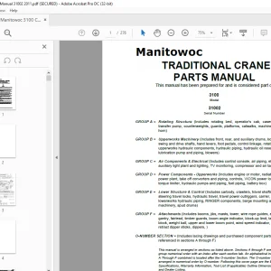 Manitowoc Crane 3600 Parts Manual SN 31002 PDF