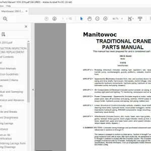 Manitowoc Crane 390 E Hoist Parts Manual SN 11016 PDF