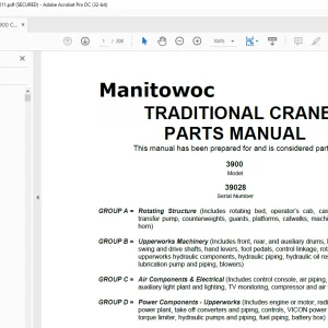Manitowoc Crane 3900 Parts Manual 39028 PDF