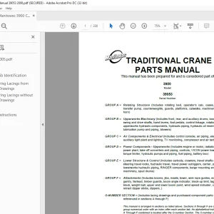 Manitowoc Crane 3900 Parts Manual 39053 PDF