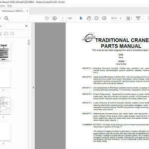 Manitowoc Crane 3900 Parts Manual 39562 PDF