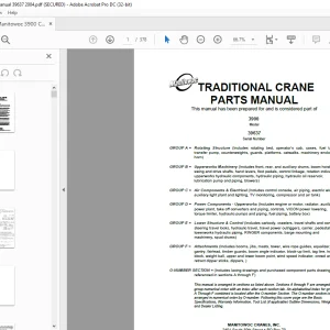 Manitowoc Crane 3900 Parts Manual 39637 PDF
