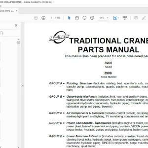 Manitowoc Crane 3900 Parts Manual SN 3909 PDF