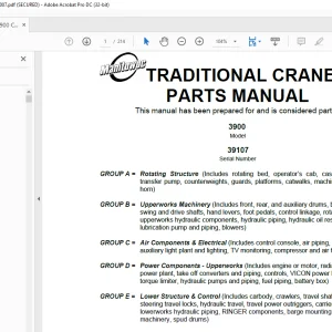 Manitowoc Crane 3900 Parts Manual SN 39107 PDF