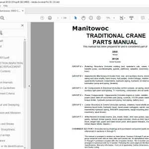 Manitowoc Crane 3900 Parts Manual SN 39129 PDF