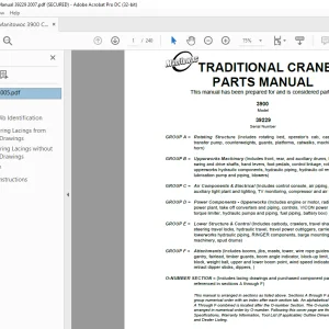Manitowoc Crane 3900 Parts Manual SN 39229 PDF