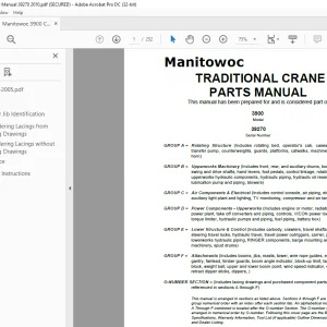 Manitowoc Crane 3900 Parts Manual SN 39270 PDF