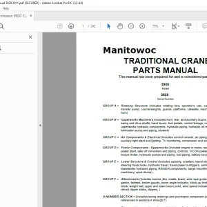 Manitowoc Crane 3900 Parts Manual SN 3929 PDF