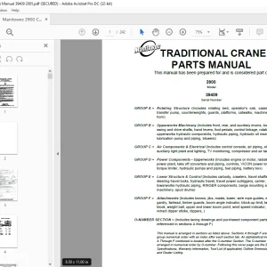 Manitowoc Crane 3900 Parts Manual SN 39409 PDF