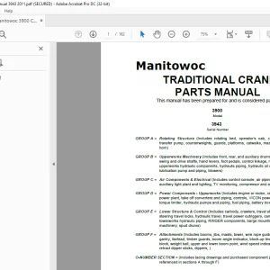 Manitowoc Crane 3900 Parts Manual SN 3943 PDF