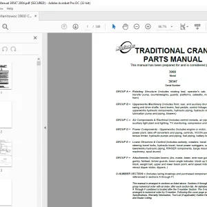 Manitowoc Crane 3900 Parts Manual SN 39547 PDF
