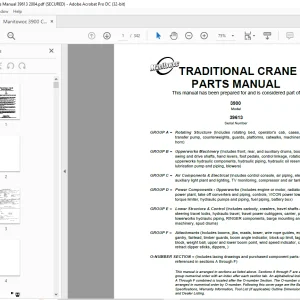 Manitowoc Crane 3900 Parts Manual SN 39613 PDF