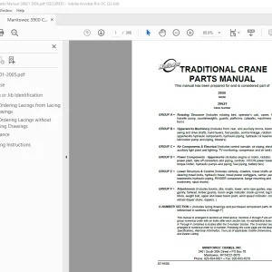 Manitowoc Crane 3900 Parts Manual SN 39621 PDF