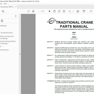 Manitowoc Crane 3900 Parts Manual SN 39632 PDF