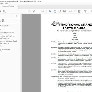 Manitowoc Crane 3900T Parts Manual 399001 PDF