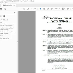 Manitowoc Crane 3900T Parts Manual 399049 PDF