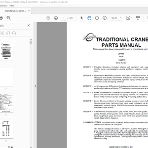 Manitowoc Crane 3900T Parts Manual SN39902