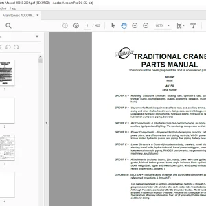 Manitowoc Crane 4000W Part Manual SN 40358 PDF