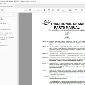 Manitowoc Crane 4000W Part Manual SN 40624 PDF