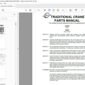 Manitowoc Crane 4000W Part Manual SN 40695 PDF
