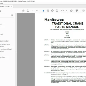 Manitowoc Crane 4100W Parts Manual SN 41509 -  PDF DOWNLOAD