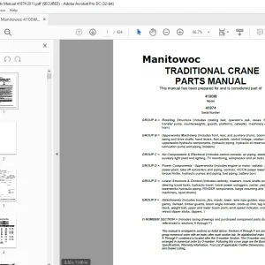 Manitowoc Crane 4100W Parts Manual SN 41874 - PDF DOWNLOAD