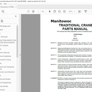 Manitowoc Crane 4100W Ringer Parts Manual SN 10114 PDF