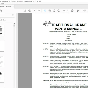 Manitowoc Crane 4100W Ringer Parts Manual SN 10116 PDF
