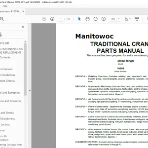 Manitowoc Crane 4100W Ringer Parts Manual SN 10156 PDF