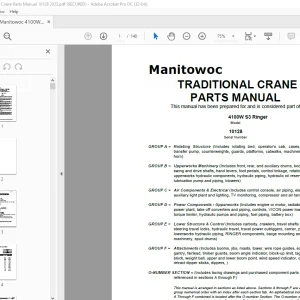 Manitowoc Crane 4100W S3 Ringer Parts Manual SN 10128 PDF