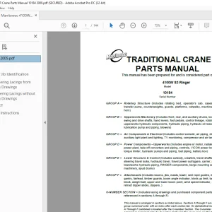 Manitowoc Crane 4100W S3 Ringer Parts Manual SN 10184 PDF