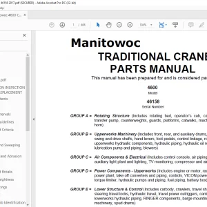 Manitowoc Crane 4600 Parts Manual SN 46158 - PDF DOWNLOAD