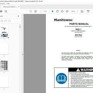 Manitowoc Crane 8000-1 Parts Manual SN 8001Ref - PDF DOWNLOAD