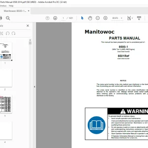 Manitowoc Crane 8500-1 Parts Manual SN 8501Ref - PDF DOWNLOAD