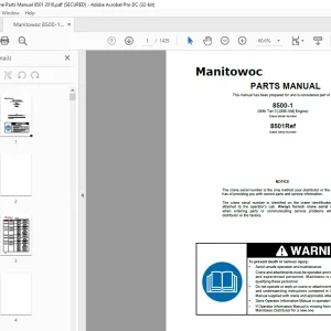 Parts Book for Manitowoc 8500-1 Crane SN 8501Ref - PDF Download