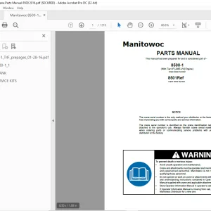 Manitowoc Crane 8500-1 Parts Manual SN 8501Ref - PDF DOWNLOAD