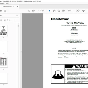 Manitowoc Crane 8500 Tier 3 Engine Parts Manual 8501000 PDF