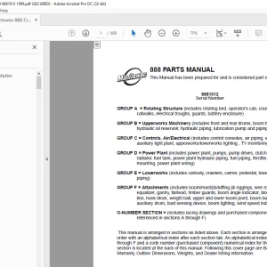 Manitowoc Crane 888 Parts Manual 8881012 - PDF DOWNLOAD