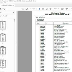 Manitowoc Crane 999 LUFF JIB Parts Manual SN 9995092 - PDF DOWNLOAD
