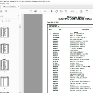 Manitowoc Crane 999 LUFFING JIB Parts Manual SN 9995091 PDF