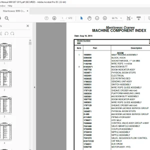 Manitowoc Crane 999 Parts Manual 9991367  - PDF DOWNLOAD