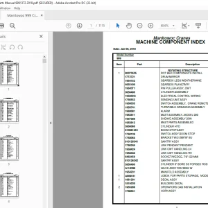 Manitowoc Crane 999 Parts Manual 9991372 PDF