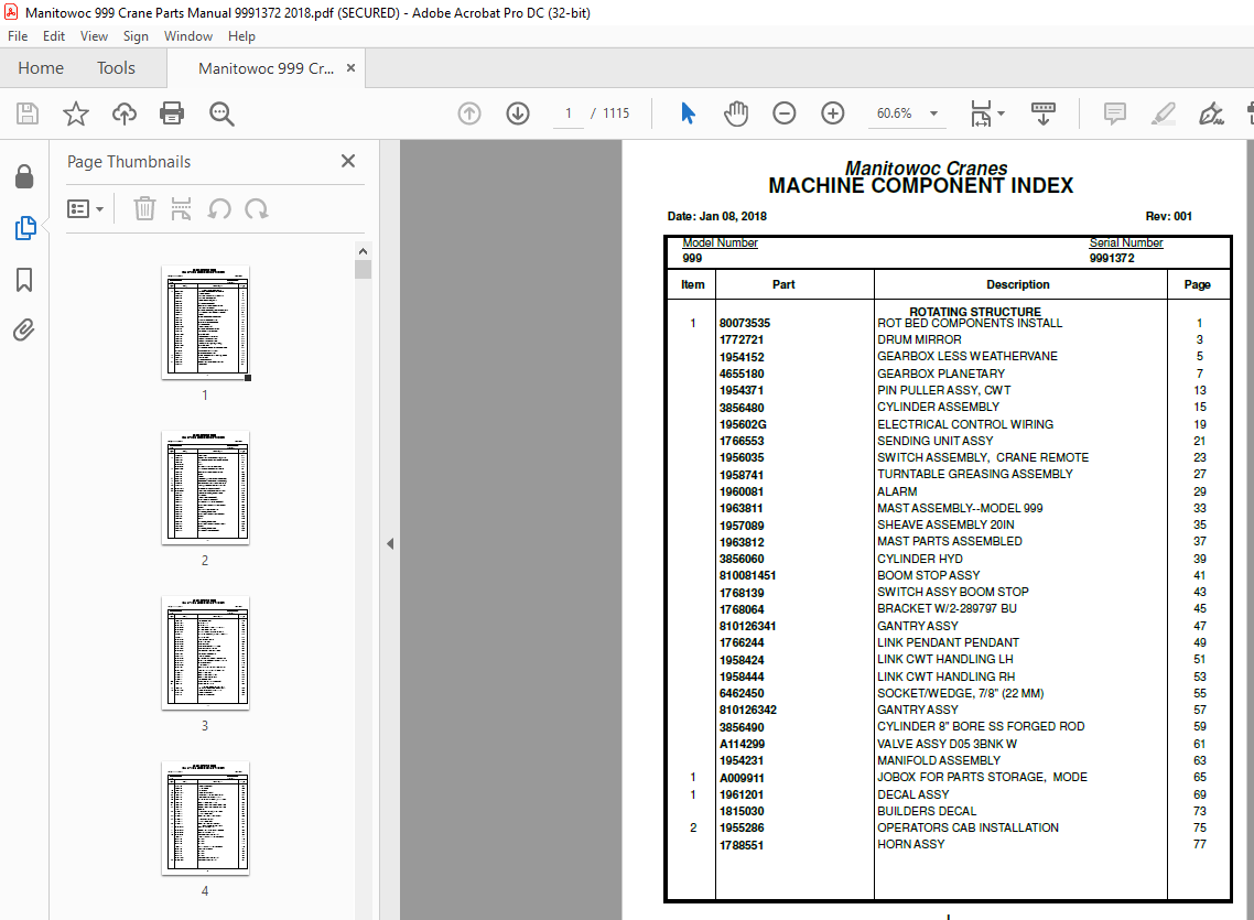 Manitowoc Crane 999 Parts Manual 9991372 PDF - HeyDownloads - Manual ...